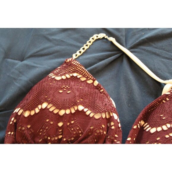 Letarte Burgandy Triangle Bikini Top Size Medium NWT - Picture 2 of 5